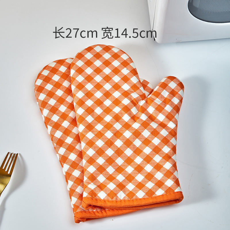 Heat Resistant Oven Mitts for Baking Grilling - Thickened Cotton Kitchen Gloves