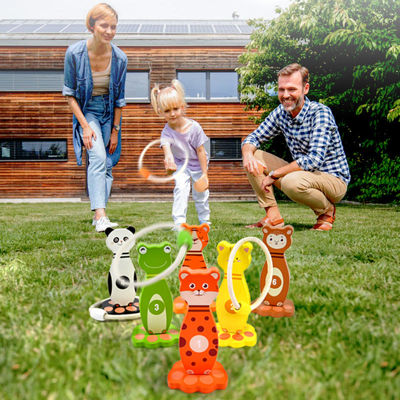 Montessori Bowling Animal Ring Toss Game for Kids 3-6 Years Old - Educational Hand-Eye Coordination Toy