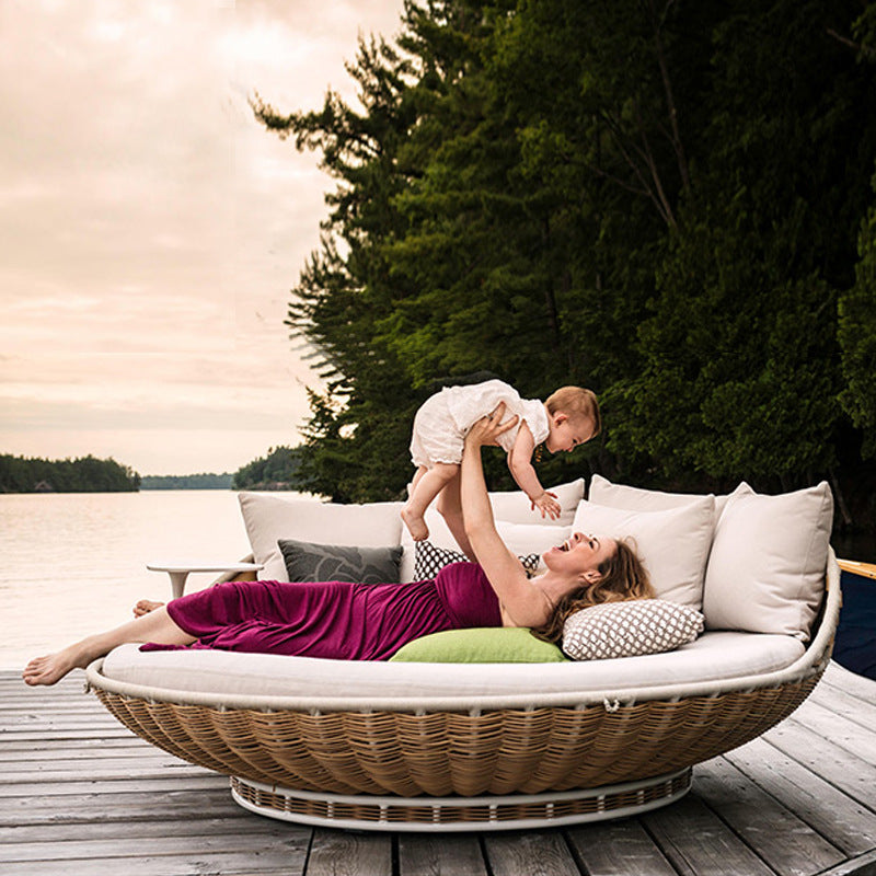 Outdoor Rattan Birdcage Swing Daybed for Garden Balcony