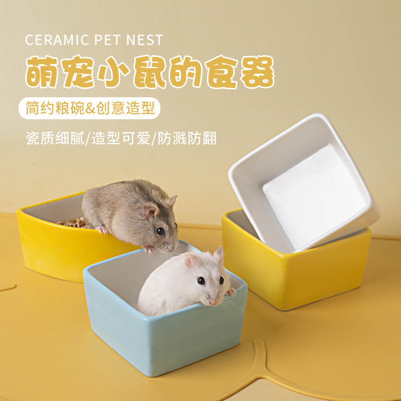 Ceramic Hamster Food Bowl Candy Color Small Pet Feeder for Hamsters and Birds