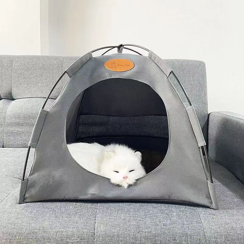 Foldable Pet Tent Bed for Cats and Small Dogs, Breathable Semi-Enclosed Outdoor Cat House
