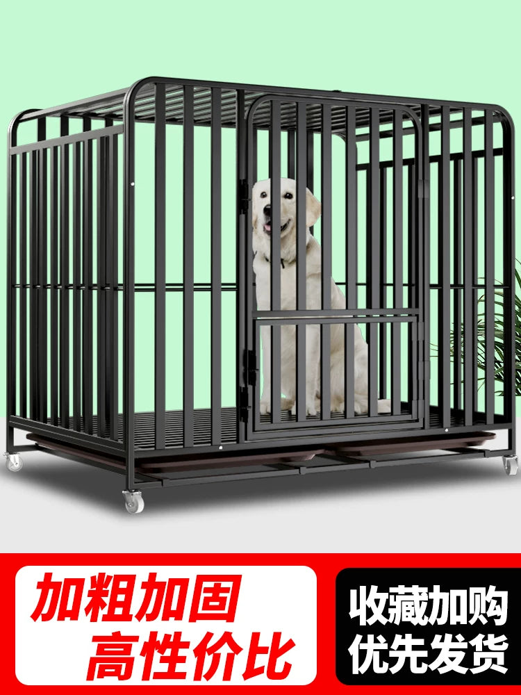 Large Indoor Dog Crate with Toilet Separation for Golden Retriever, Border Collie, Labrador