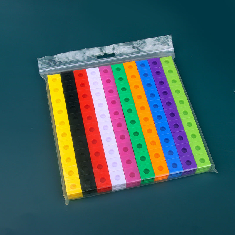 Educational Number Building Blocks Set with Stickers for Kids, Geometric Square Blocks, Math Learning Toy