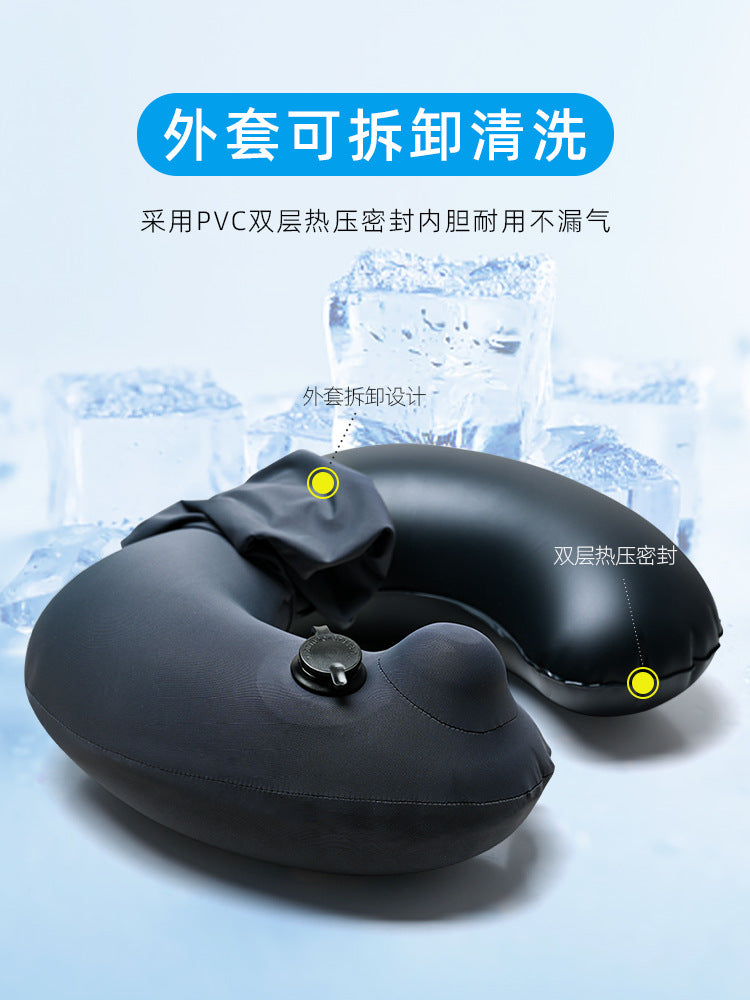 XTY Press-Type Inflatable U-Shaped Neck Pillow for Travel