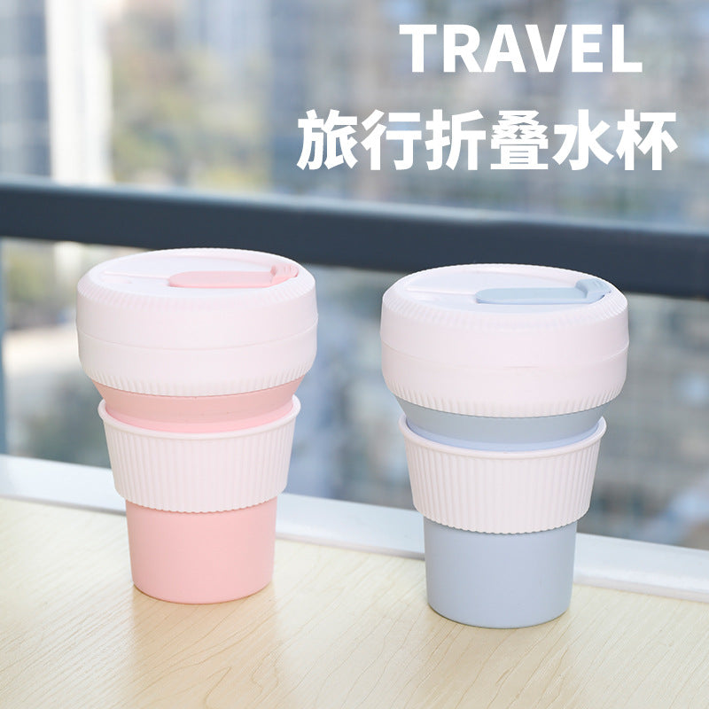 Collapsible Silicone Travel Mug with Lid - Portable Outdoor Coffee Cup for Camping & Picnic