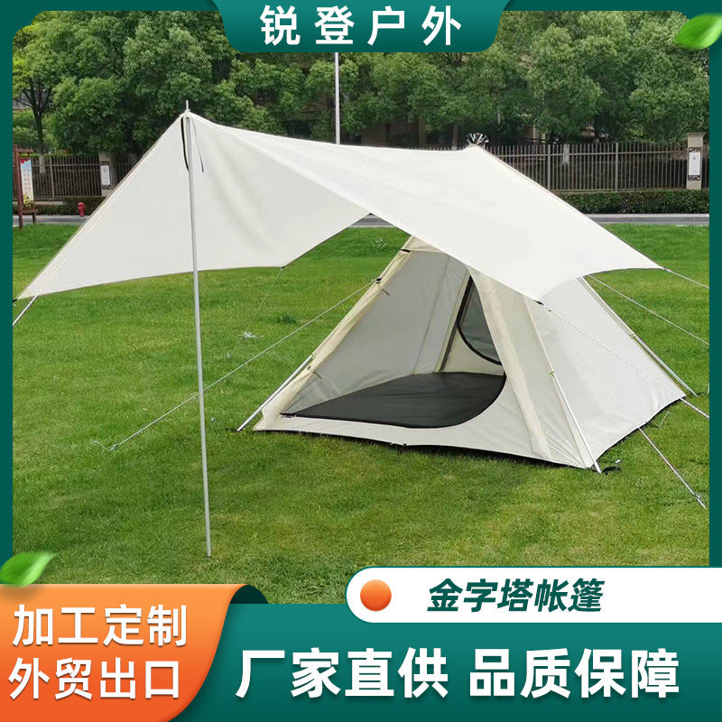 Outdoor Indian Cotton Pyramid Tent - Waterproof, Portable, Quick Setup, Sunshade