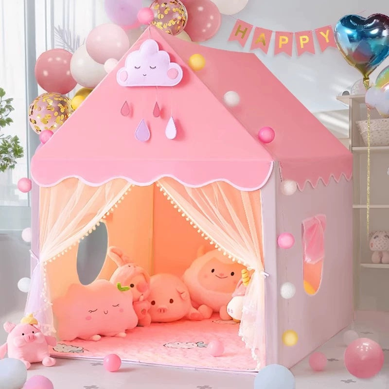 Kids Indoor Play Tent for Girls and Boys, Portable Princess Castle Playhouse for Bed or Outdoor Use