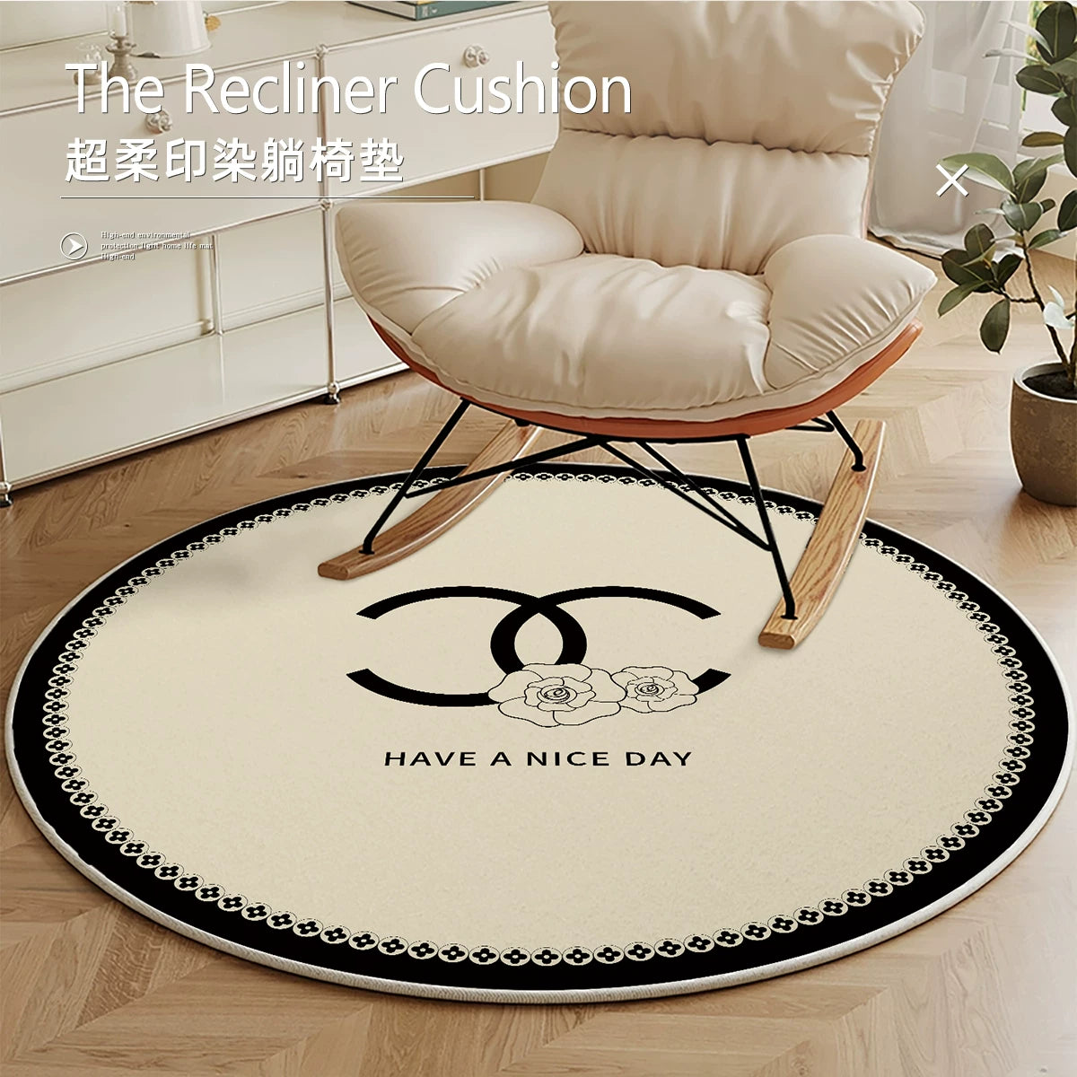 Round Area Rug for Bedroom, Living Room, Office Chair, Sofa, and Study - Non-Slip Floor Mat