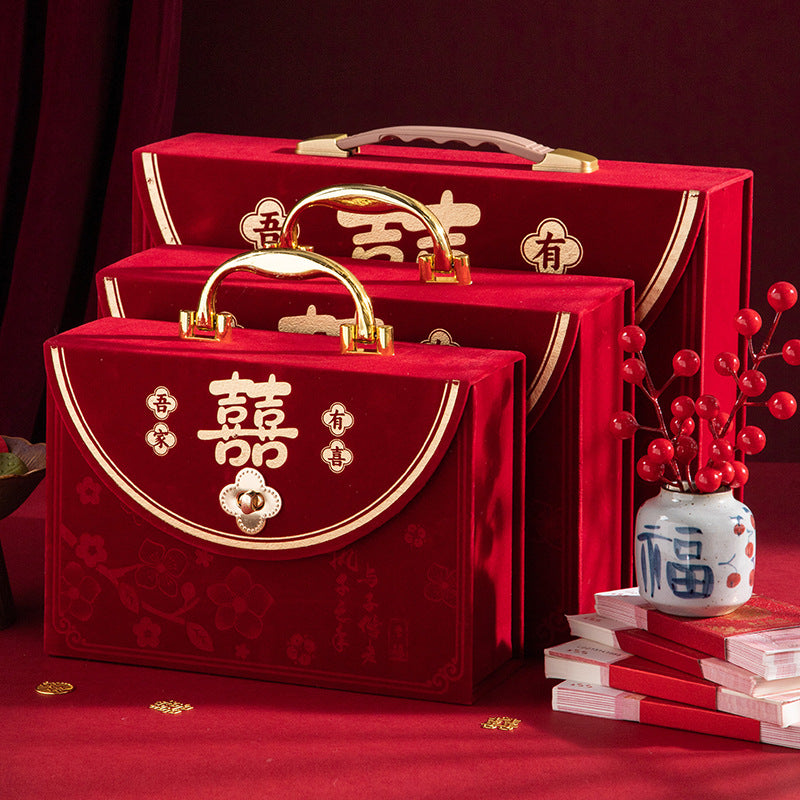 Engagement Dowry Money Box Wedding Proposal Gift Box for Betrothal Presents Hot Stamping Cash Gift Container