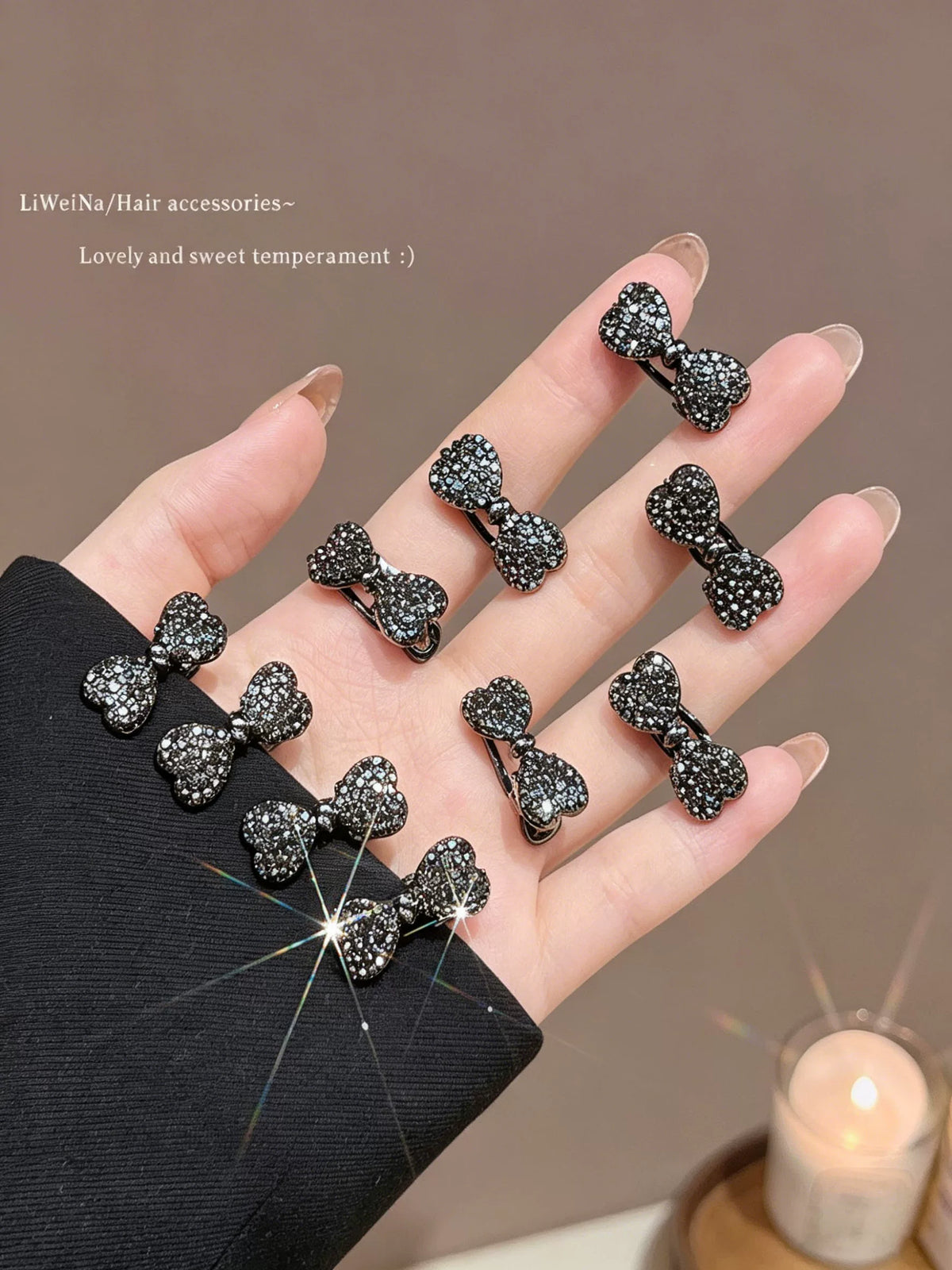 Elegant Rhinestone Bow Hair Clips for Women, Small Side Bangs Hairpins, Fashion Hair Accessories