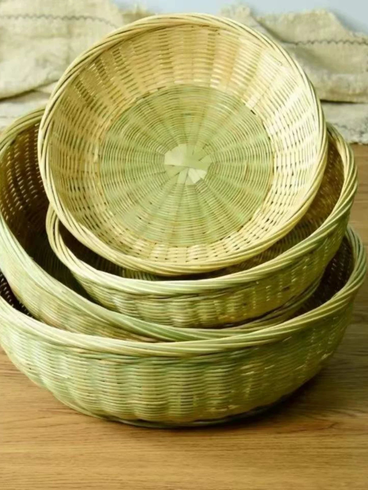 Handwoven Bamboo Sieve Basket for Food Storage and Draining