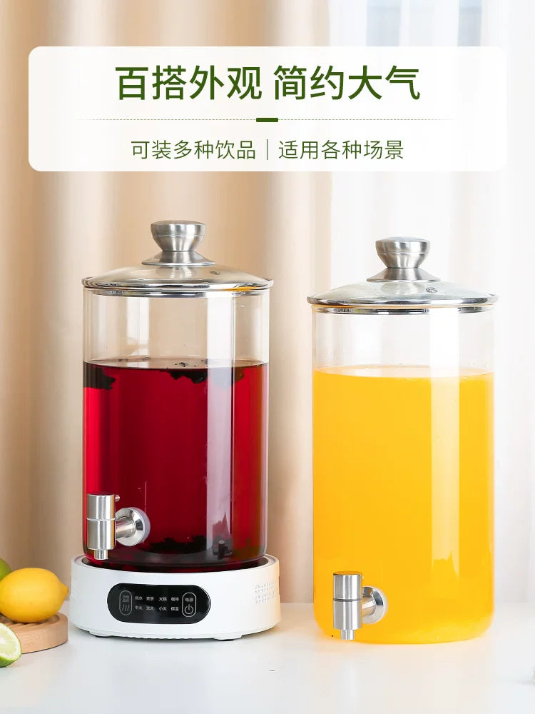 Glass Cold Water Dispenser with Faucet, Heat-Resistant Beverage Container, Milk Tea Kettle, Hotel Soy Milk Insulated Pot, Health Preserving Kettle