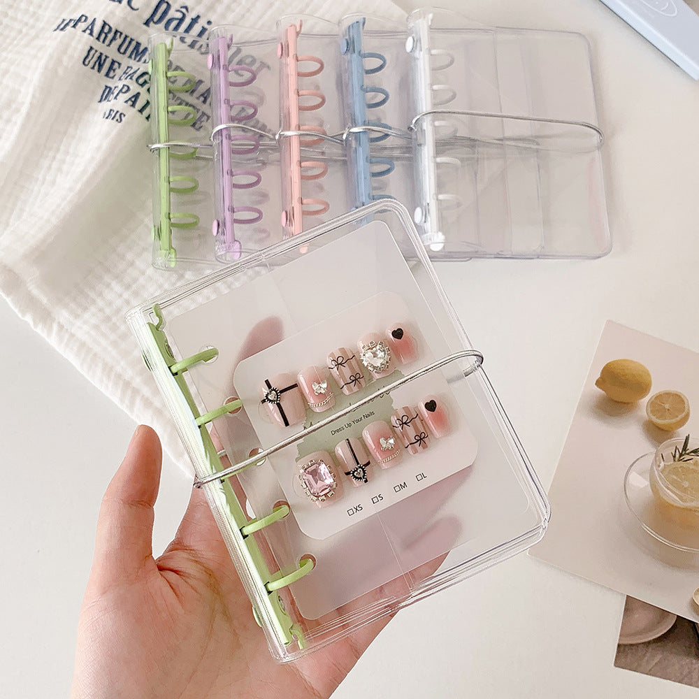 Hisocute Summer Girl Transparent Wearable Nail Storage Album M5 Binder Portable Pocket Card Holder