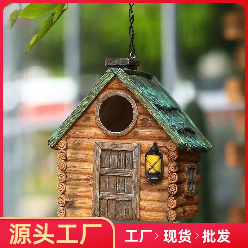 Resin Birdhouse Outdoor Hanging Garden Feeder Craft Yard Decoration