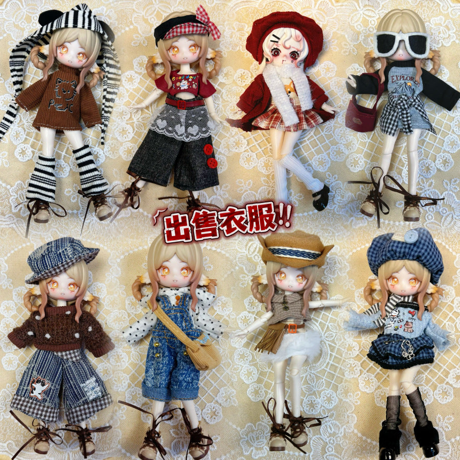 Doll Clothes Set for OB11, YMY, GSC, BJD 1/8 & 1/12 Dolls, 16-17cm Outfits