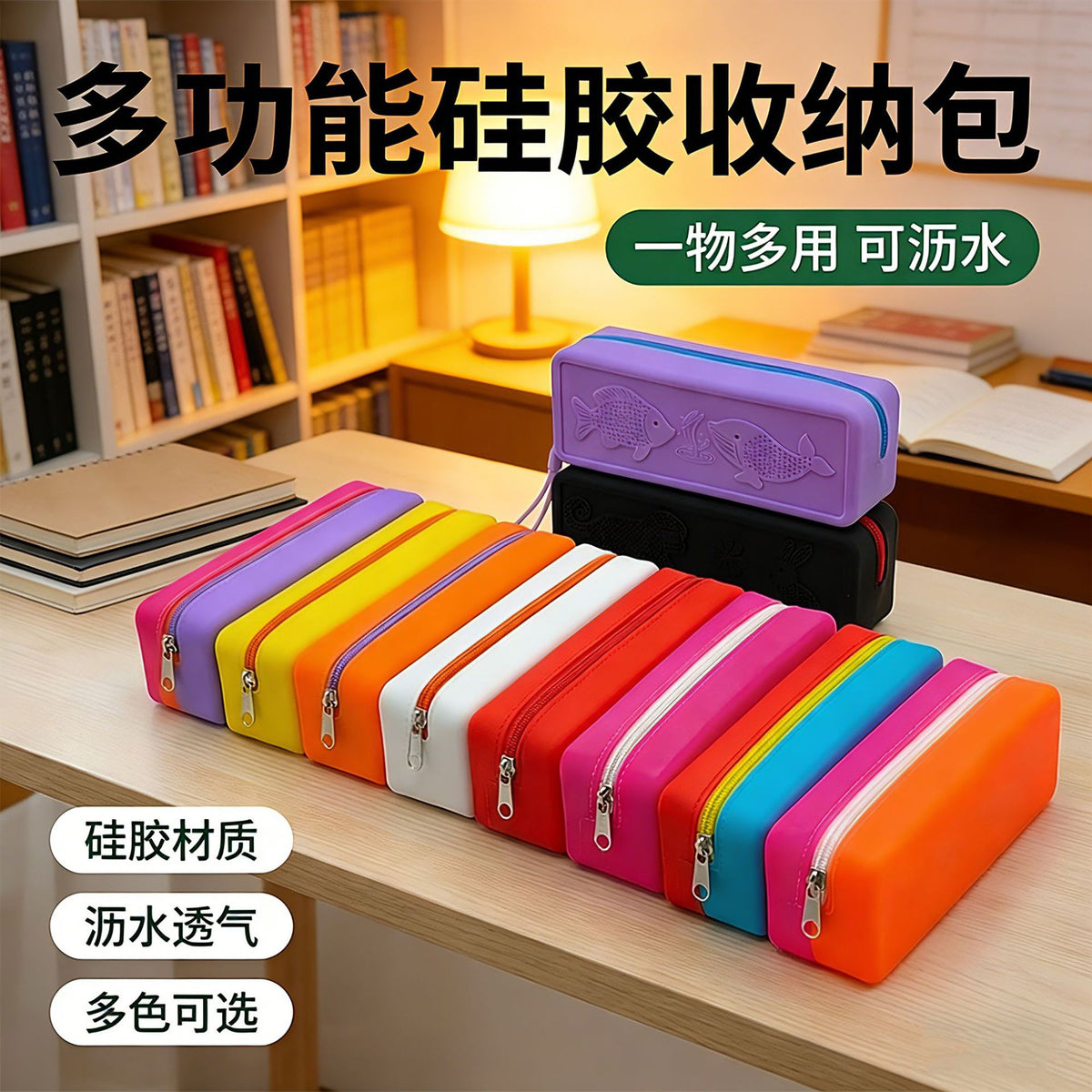 Silicone Swim Goggles Case with Drainage Holes, Multi-functional Pencil Pouch, Anti-scratch Waterproof Travel Storage Box
