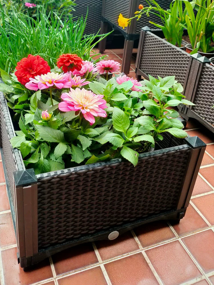 Rolling Raised Garden Bed Planter Box for Vegetables and Flowers, Large Rectangular Plastic Container for Balcony Patio Indoor Use