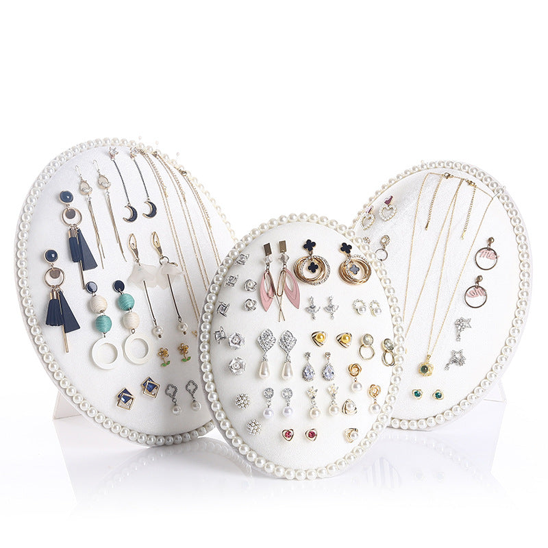 Oval Pearl Board Earring Holder Wall Mounted Jewelry Organizer for Necklaces and Studs