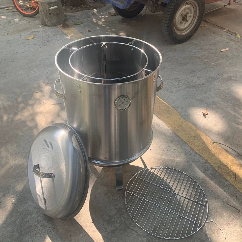 Outdoor Charcoal Grill Set for Home Use - Round BBQ Smoker for Indoor and Outdoor Grilling