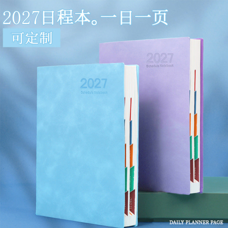 2027 Daily Planner Faux Leather Notebook 365-Day Agenda Journal