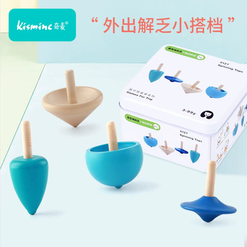 Wooden Spinning Top Toy Set for Kids, Traditional Manual Gyroscope for Boys and Girls, Kindergarten Birthday Gift
