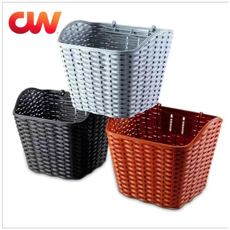 Bicycle Electric Scooter Plastic Basket with Lid and Bracket, Waterproof Front Rear Storage Basket for Cycling