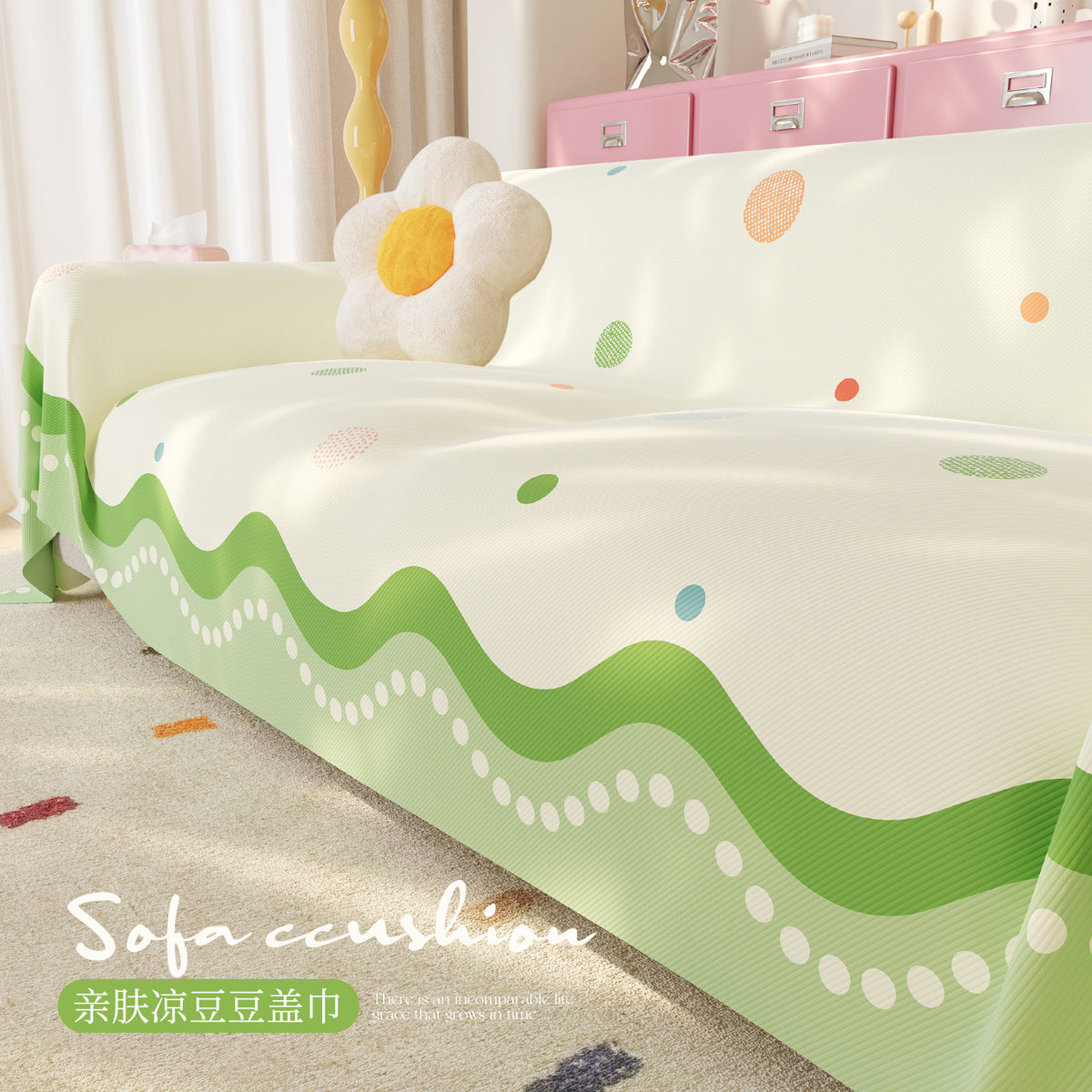 Dopamine Cool-Touch Ice Silk Sofa Cover for Summer, Anti-Scratch Cat-Friendly Sofa Throw