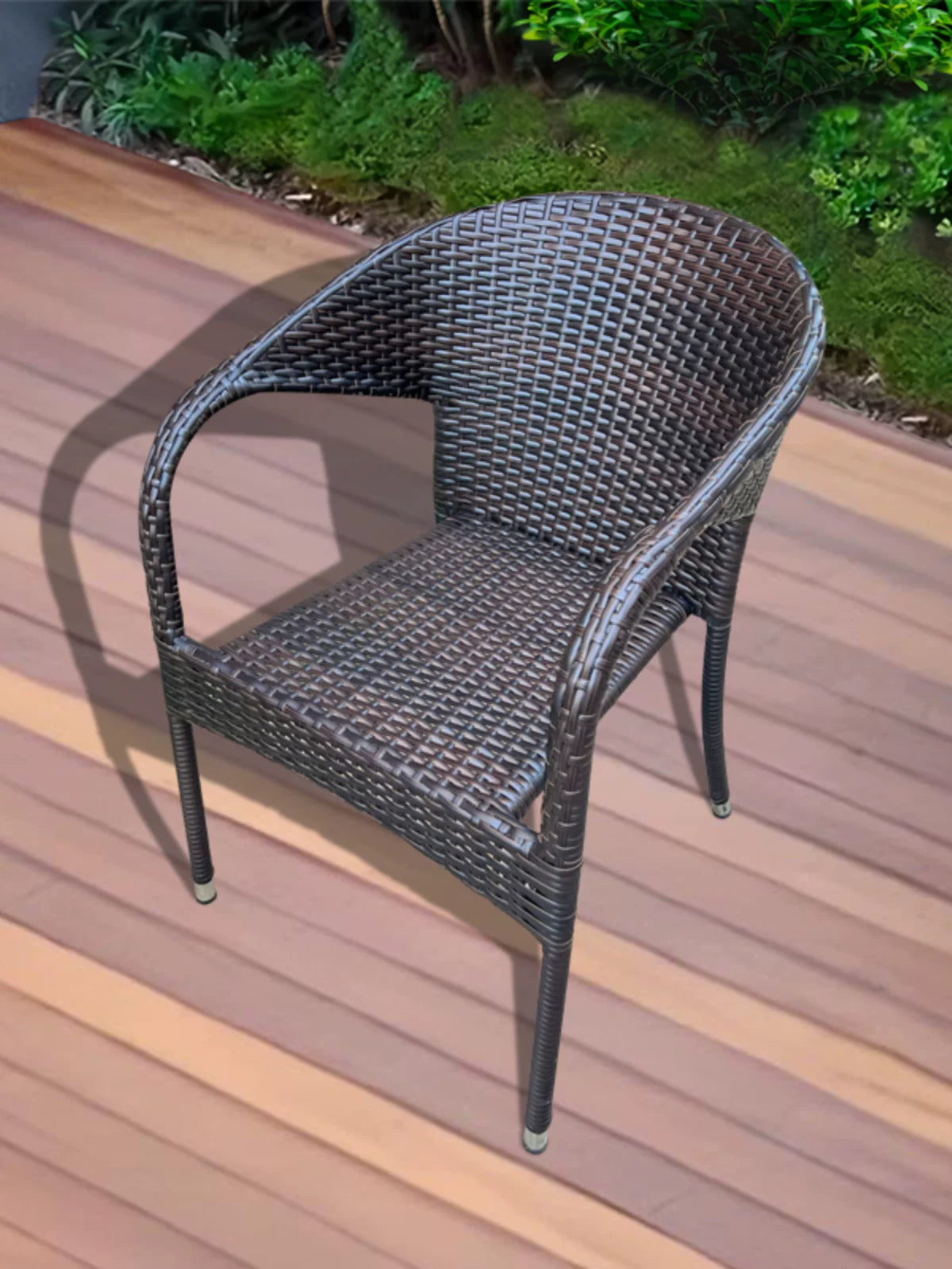 Outdoor Wicker Rattan Armchair for Patio Balcony Garden, Heavy-Duty Steel Frame