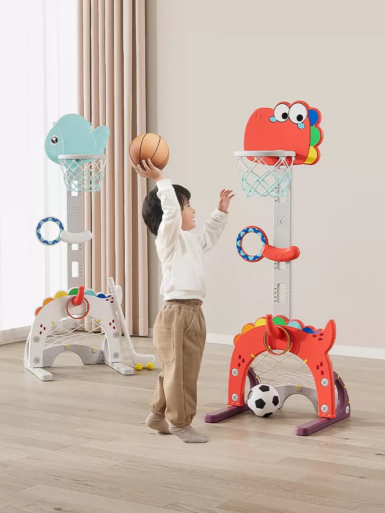 Adjustable Kids Basketball Hoop and Soccer Goal Set, Indoor Mini Ball Game Toy for Boys, Home Shooting Practice