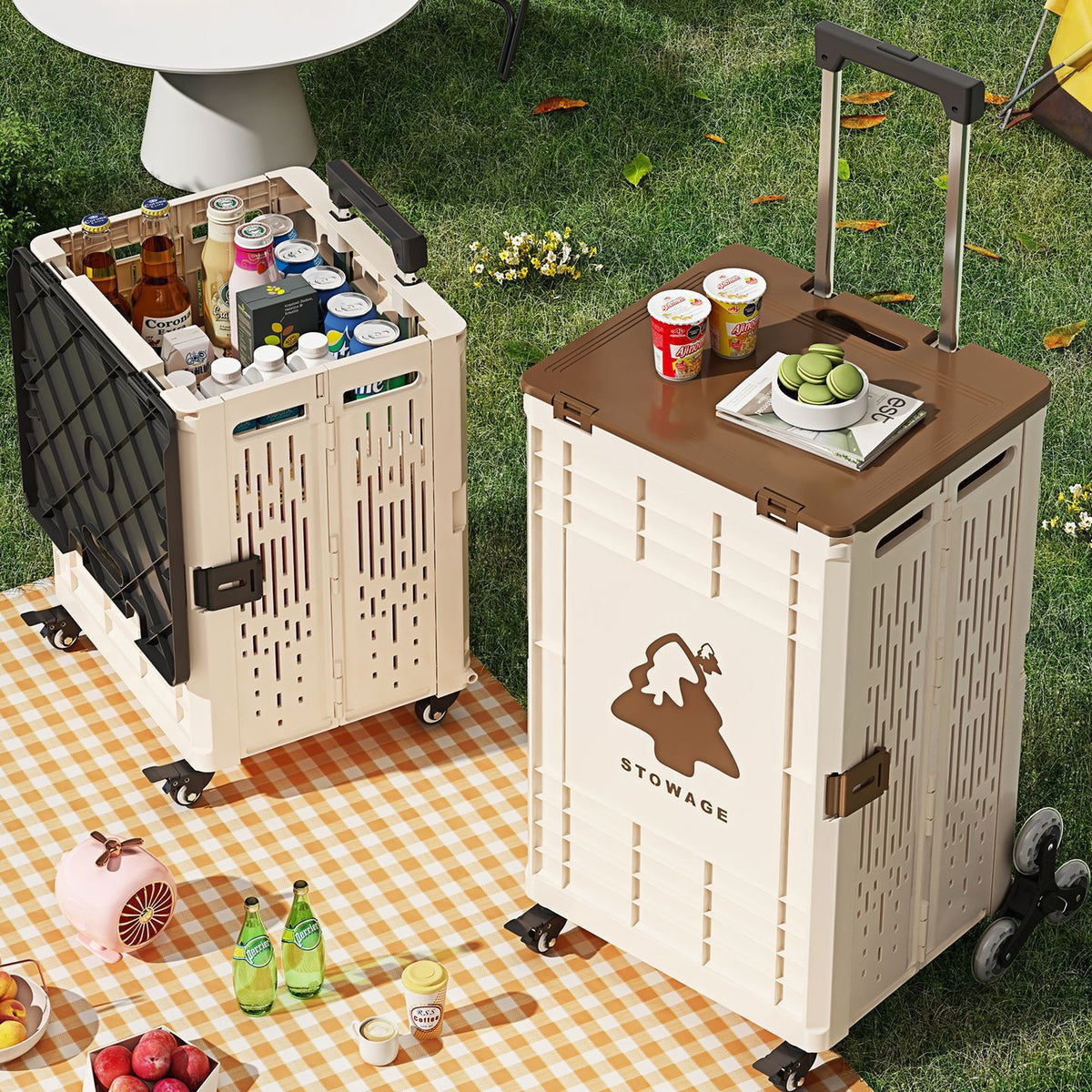Foldable Shopping Cart with Wheels and Telescopic Handle, Portable Utility Cart for Groceries and Hauling