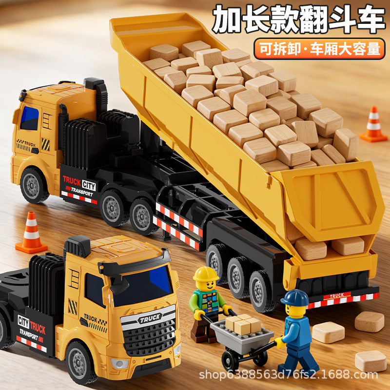 Boys' Heavy-Duty Inertial Dump Truck Toy with Detachable Parts