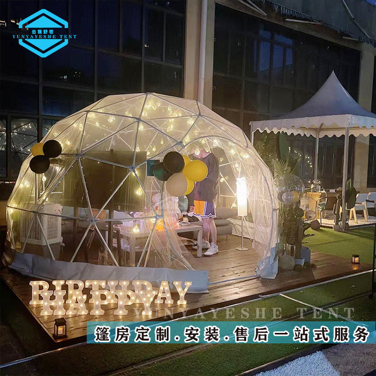 Outdoor Stargazing Transparent Dome Tent for Camping & Dining, Detachable Spherical Glamping Pod