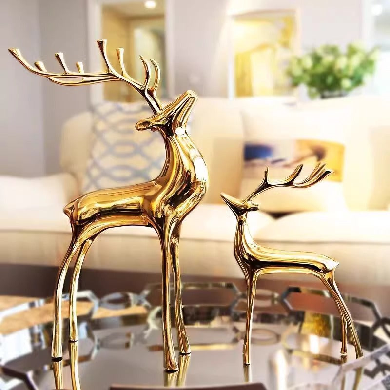 Large Brass Deer Metal Ornament for Living Room, Premium Home Decor Gift