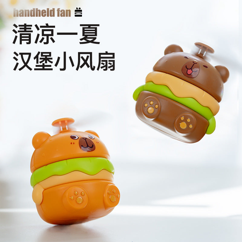 Portable USB Rechargeable Mini Hamburger Fan for Desk or Kids' Gift