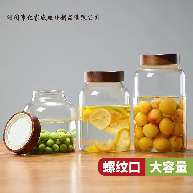 High Borosilicate Glass Storage Jar with Screw Lid for Grains, Pickles, and Fermentation