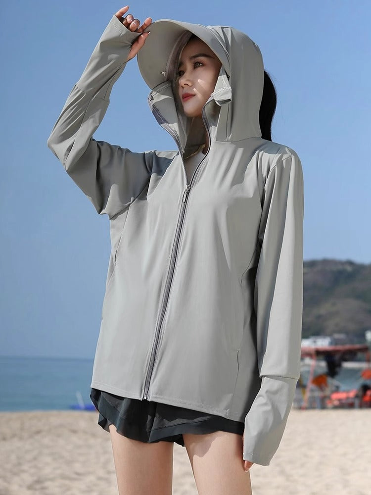 Women's UPF 50+ UV Protection Sun Protection Jacket with Detachable Brim, Ice Silk Breathable Fabric