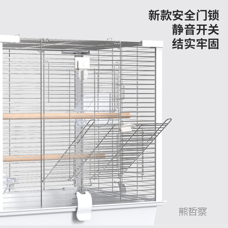Large Stainless Steel Parrot Cage for Cockatiels and Peonies, Easy to Clean, Splash-Proof Breeding Cage