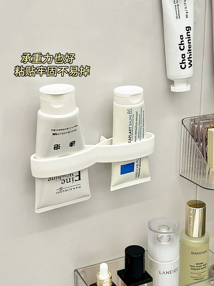 Wall-Mounted Toothpaste and Facial Cleanser Holder for Bathroom Organization