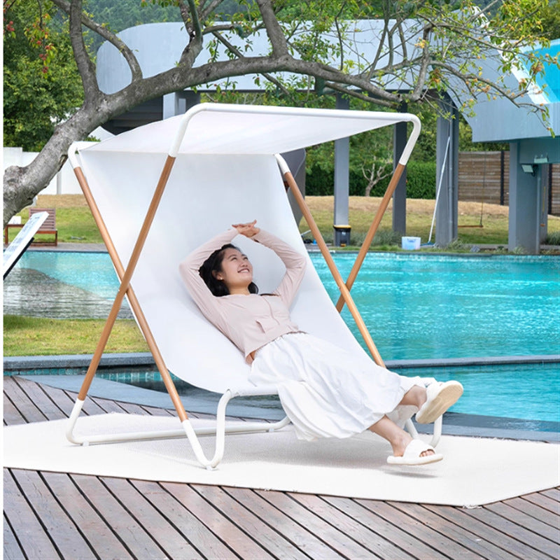 Purple Leaf Patio Lounge Chair, Folding Recliner for Beach, Pool, Yard, Camping, Outdoor Double Chaise Lounge