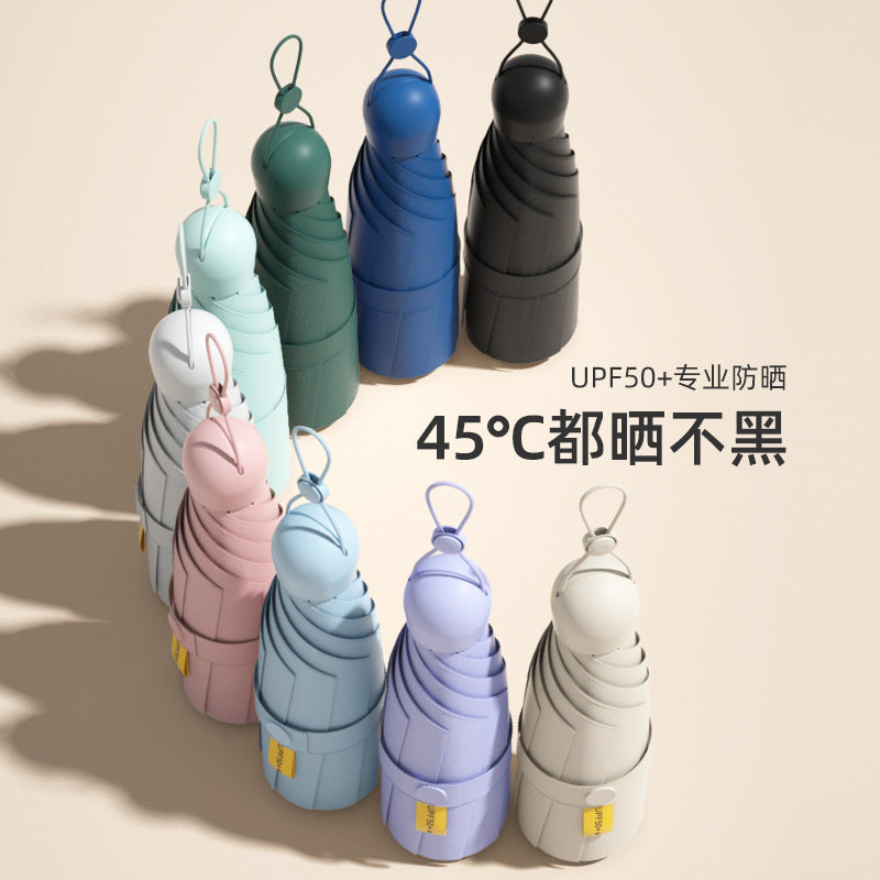 Compact UV Protection Capsule Umbrella for Sun and Rain