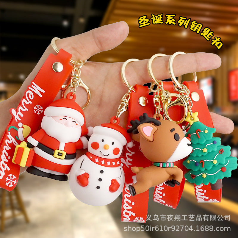 Cartoon Drip Glue Santa Claus Keychain Pendant Christmas Bag Ornament Gift