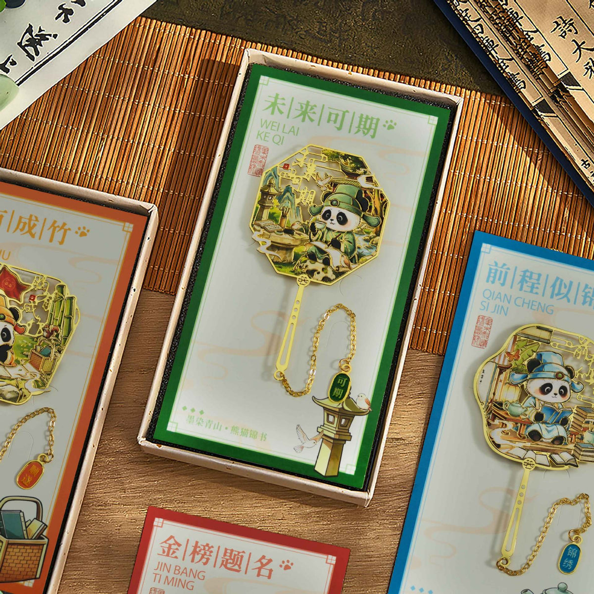 Panda Metal Bookmark Chinese Style Hollow Out Gift for Students and Friends