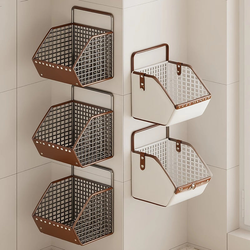 Wall-Mounted Kitchen Storage Basket for Spices and Condiments