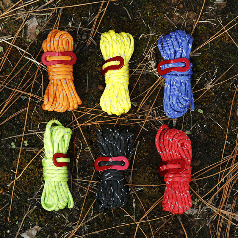 Reflective Guy Line and Tent Stake Kit with Aluminum Adjusters for Camping and Tarps