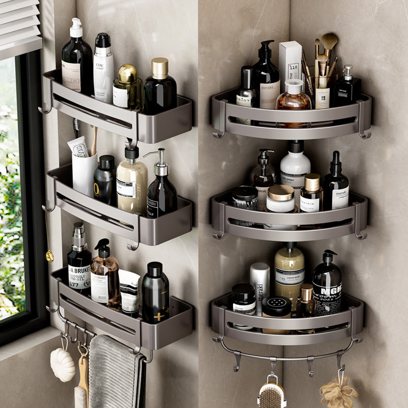 Space Aluminum Bathroom Corner Shelf Shower Caddy Wall Mounted No-Drill Storage Basket