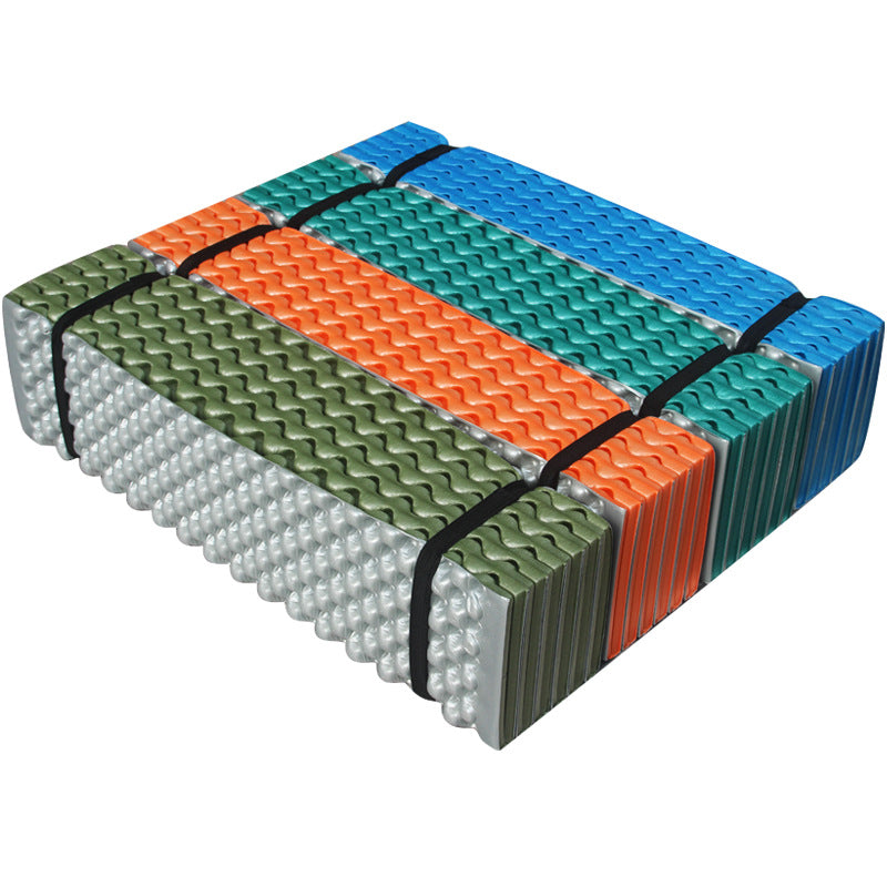 Double-Groove Folding Moisture-Proof Camping Mat for Outdoor Indoor Use, Thickened Aluminum Film Nap Yoga Mat