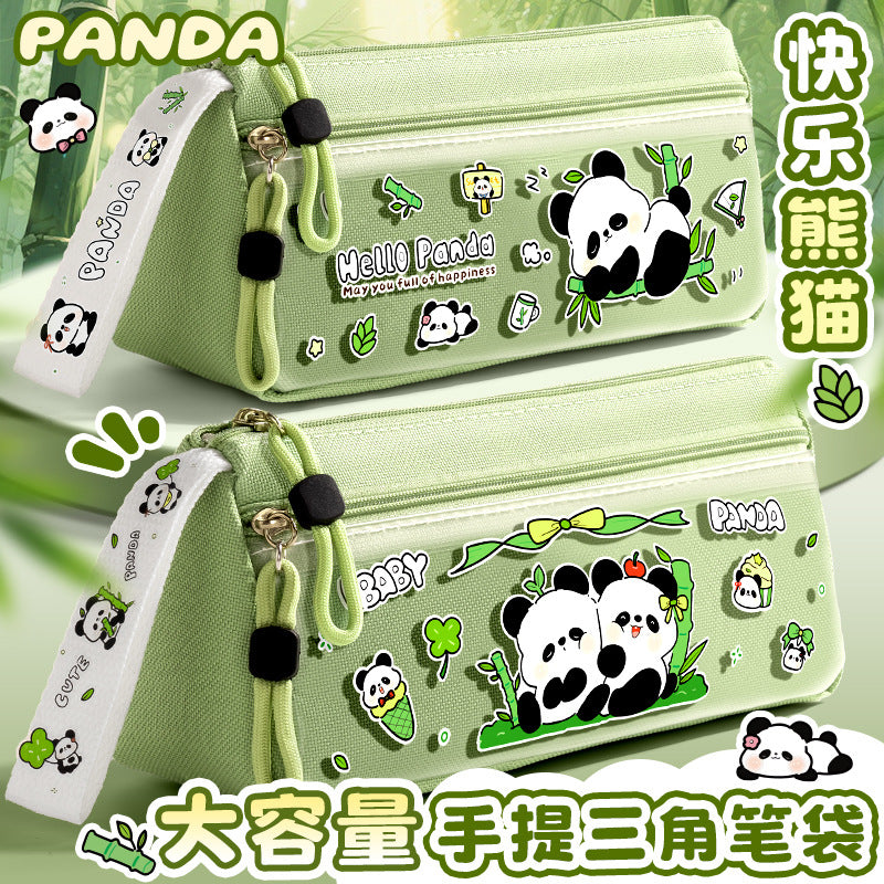 Cartoon Panda & Cat Large Capacity Pencil Case for Students