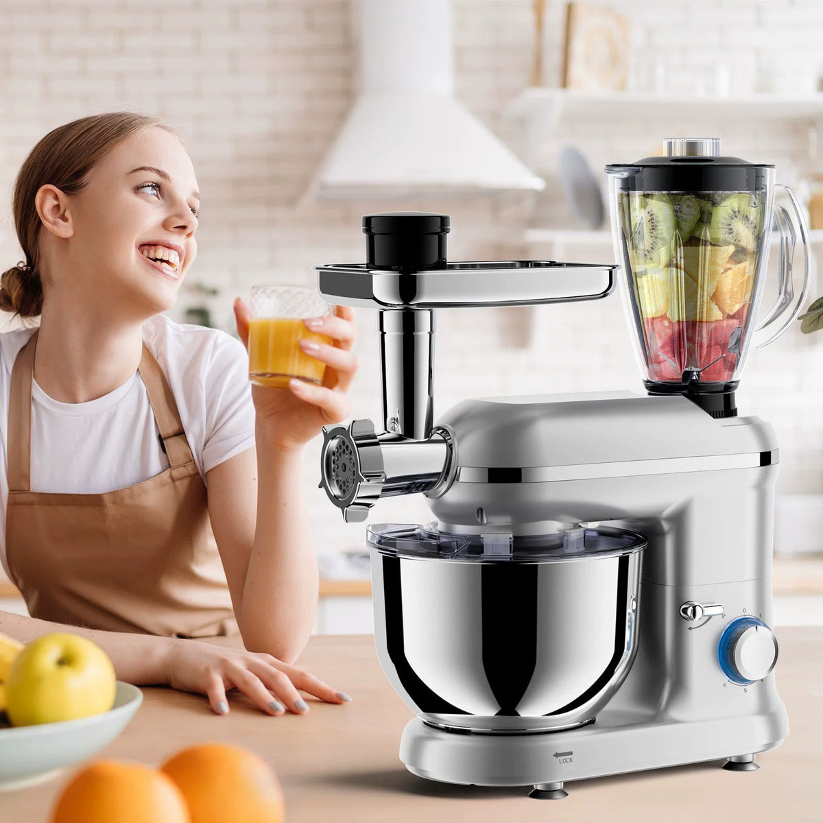 5.5L Multifunction Stand Mixer 5-in-1 Dough Maker Food Processor Electric Egg Beater 110V/220V