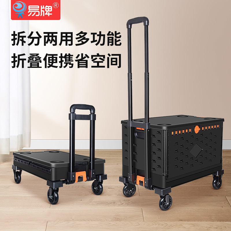 Foldable Shopping Cart with Wheels, Large Capacity Collapsible Utility Wagon for Groceries, Camping, and Storage
