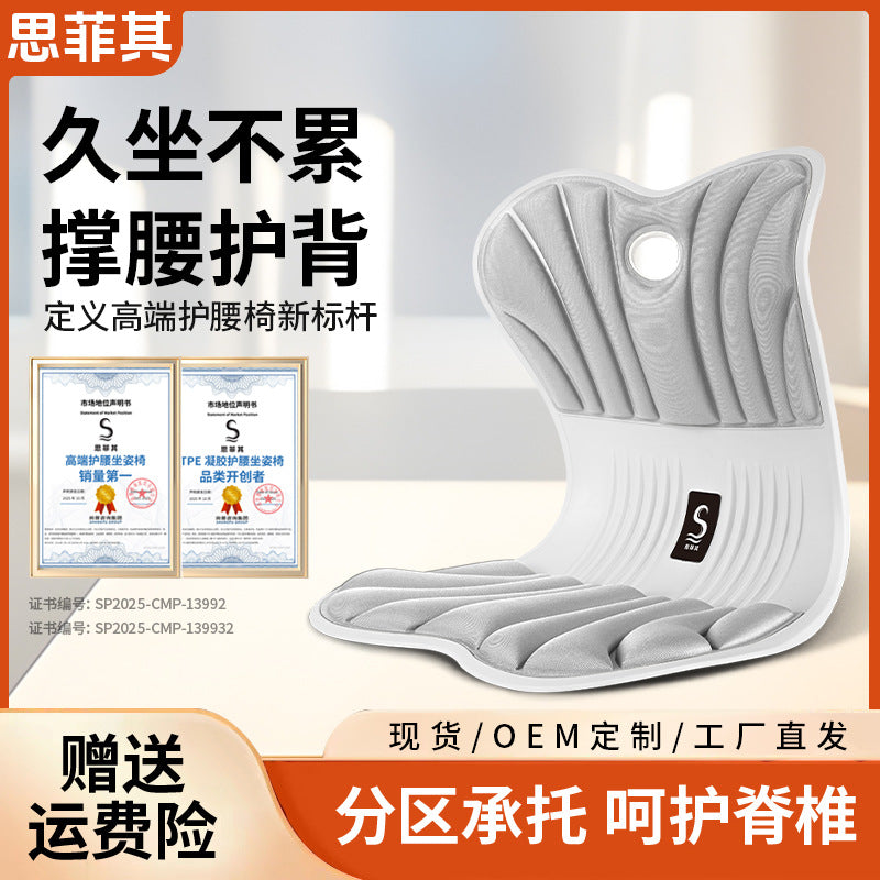 Ergonomic Lumbar Support Seat Cushion for Office Chair, Integrated Backrest for Prolonged Sitting Comfort